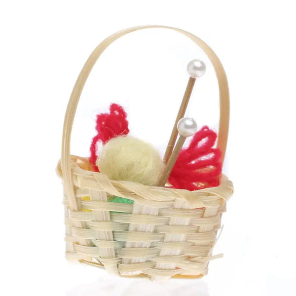 1-1/2" Dollhouse Miniature Wicker Knitting Basket - Linzis