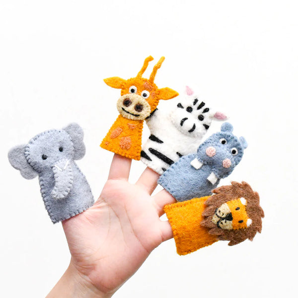 Safari Animals, Finger Puppet Set - Linzis