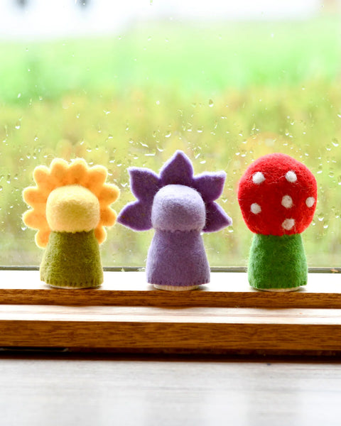 Floral Peg Dolls Set - Sunflower, Iris and Toadstool - Linzis