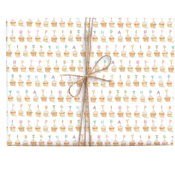 Cupcake Happy Birthday Gift Wrap Sheet