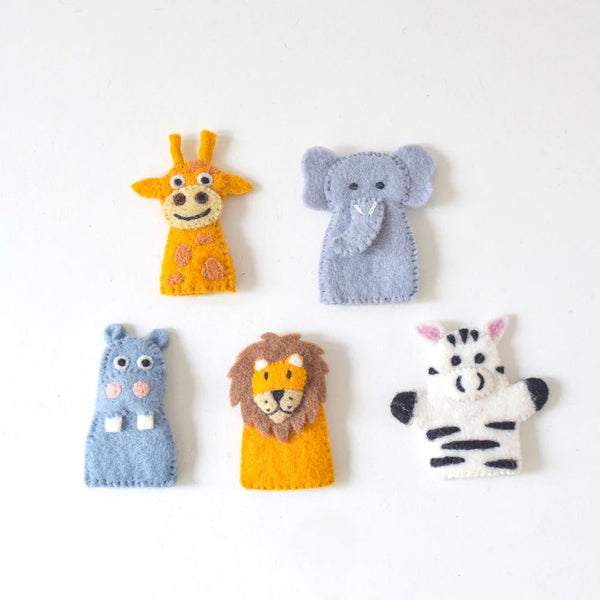 Safari Animals, Finger Puppet Set - Linzis