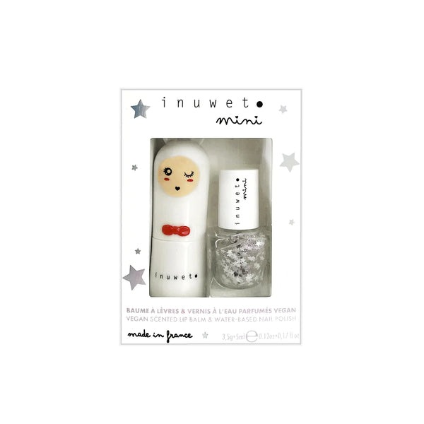 Duo White Lip balm & Nail polish Top Coat Stars - Linzis