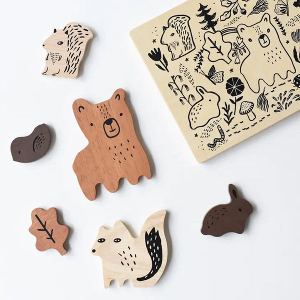 Wooden Tray Puzzle - Woodland Animals - Linzis