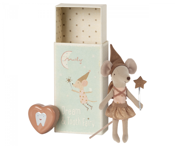 Tooth Fairy Mouse in Matchbox - Rose - Linzis
