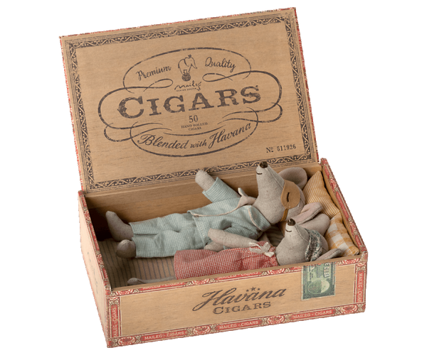 Mum and Dad Mice in Cigarbox - Linzis