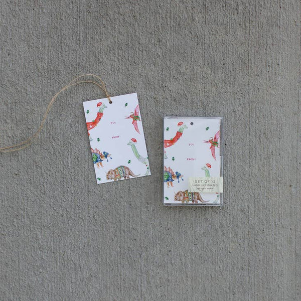 Festive Dinosaur Gift Tag Set - Linzis