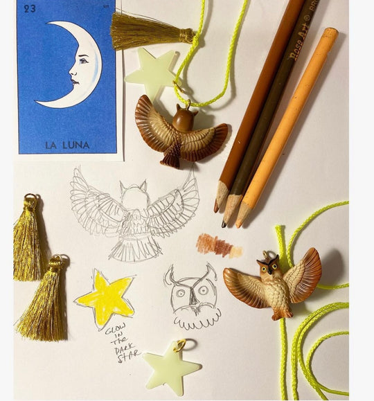 Marlo The Owl Glow in The Dark Star Necklace - Linzis