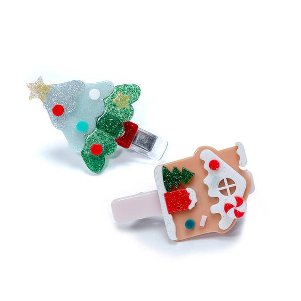 Christmas Tree + Gingerbread House Alligator Clip - Linzis
