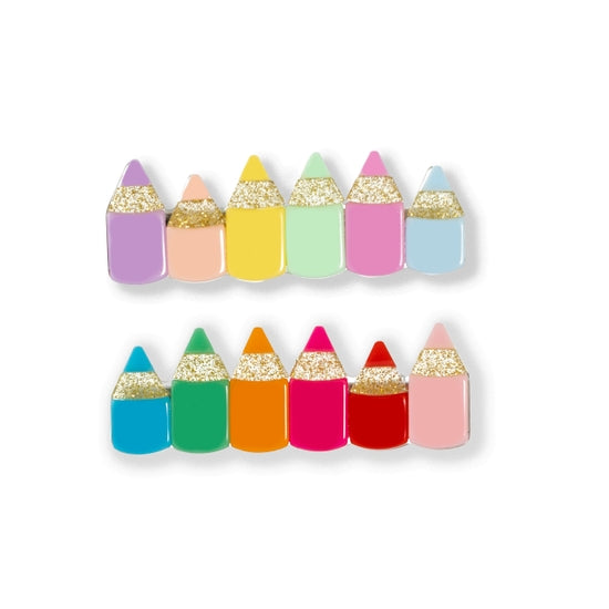 Color Pencils Bright + Pastel Colors Alligator Clips - Linzis