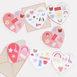 Heart Concertina Valentine Cards & Stickers - Linzis
