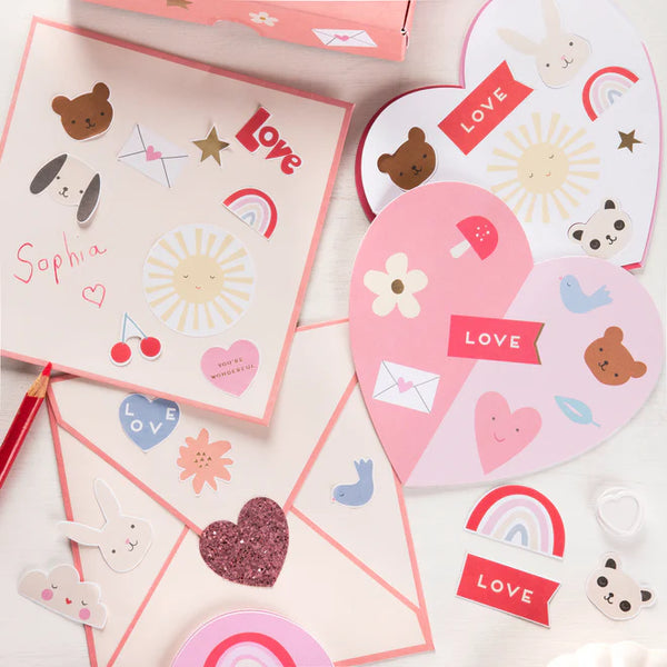 Heart Concertina Valentine Cards & Stickers - Linzis